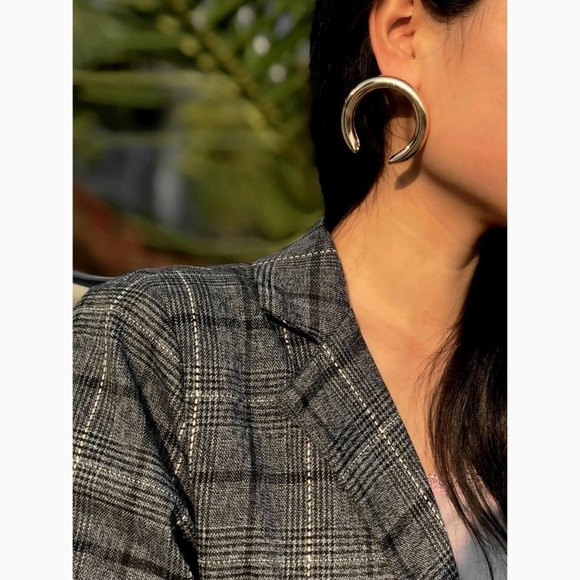 Anthropologie Jewelry - Geometric Minimalist Statement Cut Hoop Earrings